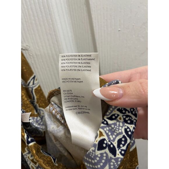 Free People Make A Statement Flare Pant in Bronze Combo Size Large Boho - Picture 6 of 7